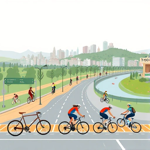 A historical timeline illustration showing the evolution of cycling in Almaty: from early 20th-century wooden bicycles on dirt roads near the Zailiyskiy Alatau mountains, through Soviet-era mass-produced bikes on wide avenues like Abay Avenue, to modern urban cyclists on sleek road and e-bikes using dedicated bike lanes along the Esentai River and Panfilov Park, with the Almaty skyline and Kok-Tobe hill in the background, all rendered in a clean, detailed, smallHQ style
